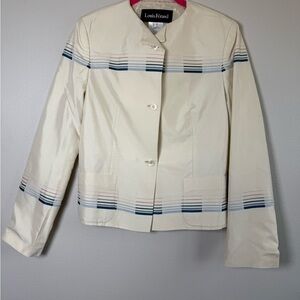 Louis Feraud Beige and Blue Striped Blazer